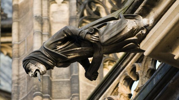 Gargoyle on St. Vitus cathedral in Prague.