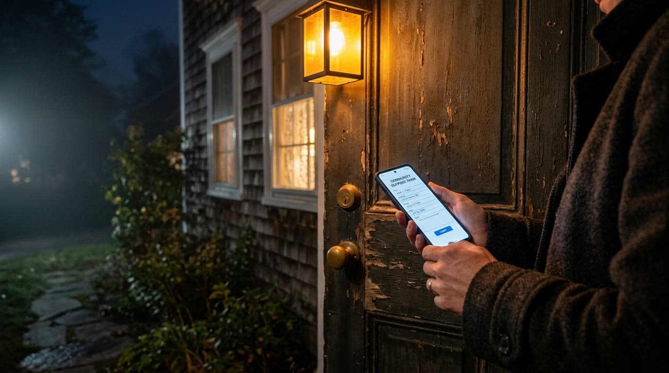 Person submitting a paranormal investigation request on a phone